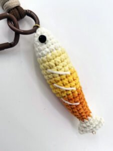 handmade crochet funny fish doll, emotional comfort gift support crochet with positive card birthday graduation gifts for women friends decor for home party office, care package, anxiety relief