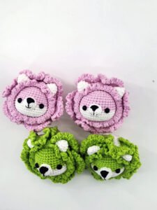 handmade crochet cute fruits finished cabbage dog, mini tabletop xmas decoration, the leaves on the head of the fruit have hanging rings,you can easy to hang it on keyring,purse,bag,wallet,car keychain and so on