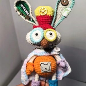 crochet special rabbit with a stylized cloak and decoration, handmade, all woven stitch by stitch. hang it on your bag and you will become a unique scenery.