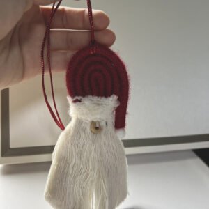 handmade woven macrame cotton thread santa pendant decorations with wood beads for christmas tree office living room bedroom