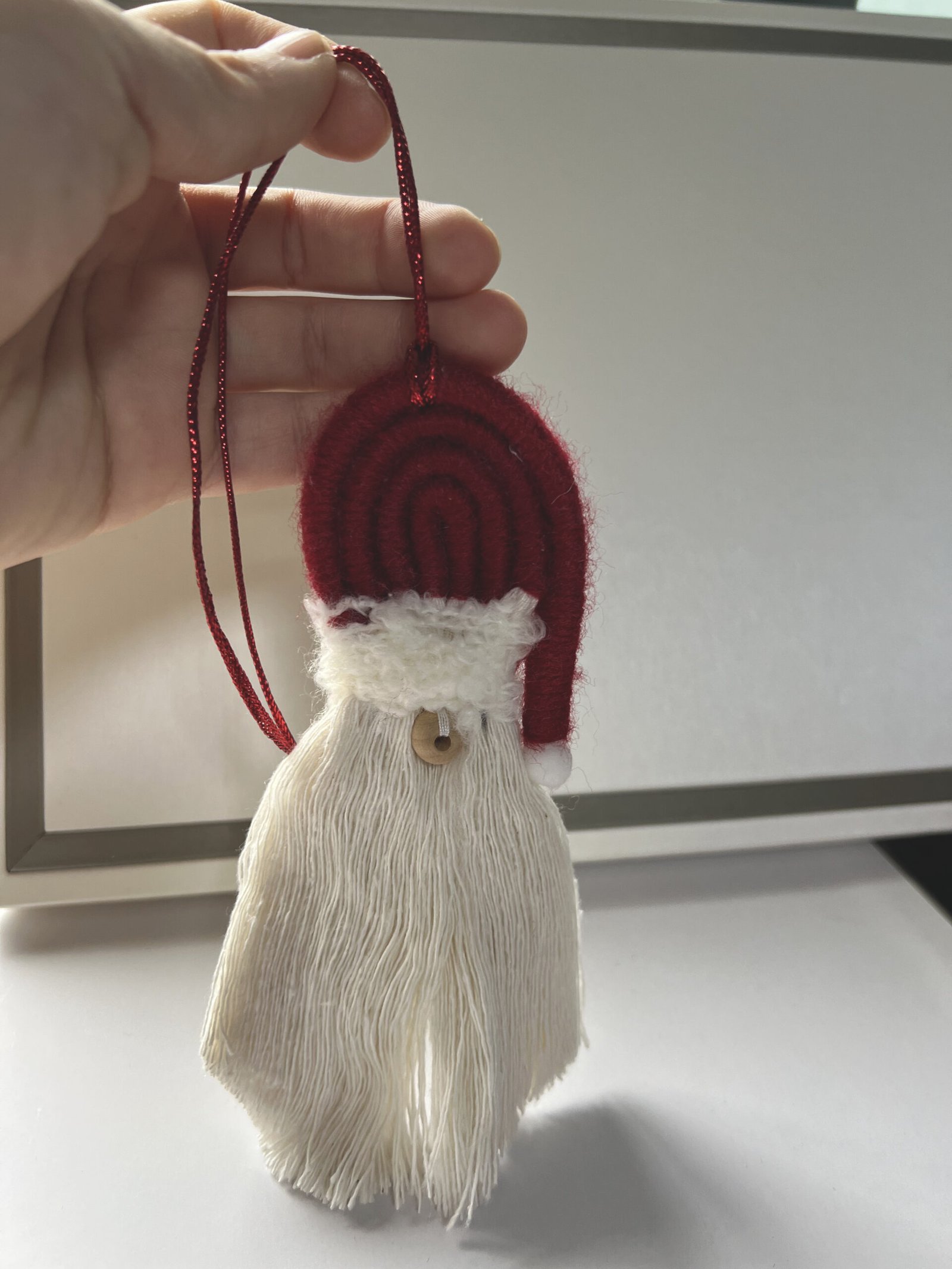 handmade woven macrame cotton thread santa pendant decorations with wood beads for christmas tree office living room bedroom handmade woven macrame cotton thread santa pendant decorations with wood beads for christmas tree office living room bedroom