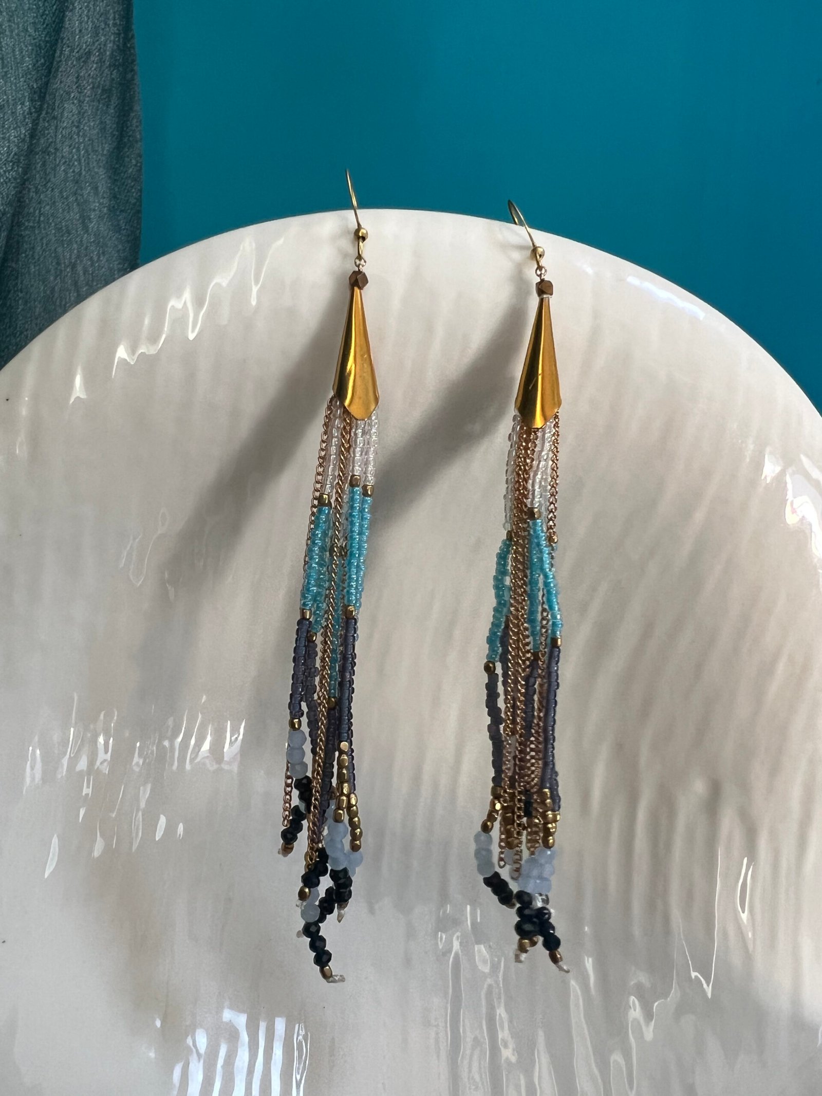 beaded bule tassel earrings beaded tassel dangling earrings for women,boho long festive jewelry design drop summer jewelry handmade gifts beaded bule tassel earrings beaded tassel dangling earrings for women,boho long festive jewelry design drop summer jewelry handmade gifts