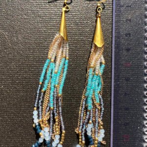 beaded bule tassel earrings beaded tassel dangling earrings for women,boho long festive jewelry design drop summer jewelry handmade gifts