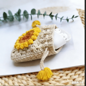 mickey ears hand knitted drawstring pouch; unique 3d mouse ear design; soft cotton earphone & lipstick bag; cute cartoon mini purse; daily use; ideal gift for disney fans, her & kids; lightweight & durable; holds airpods, lip gloss, coins and keys