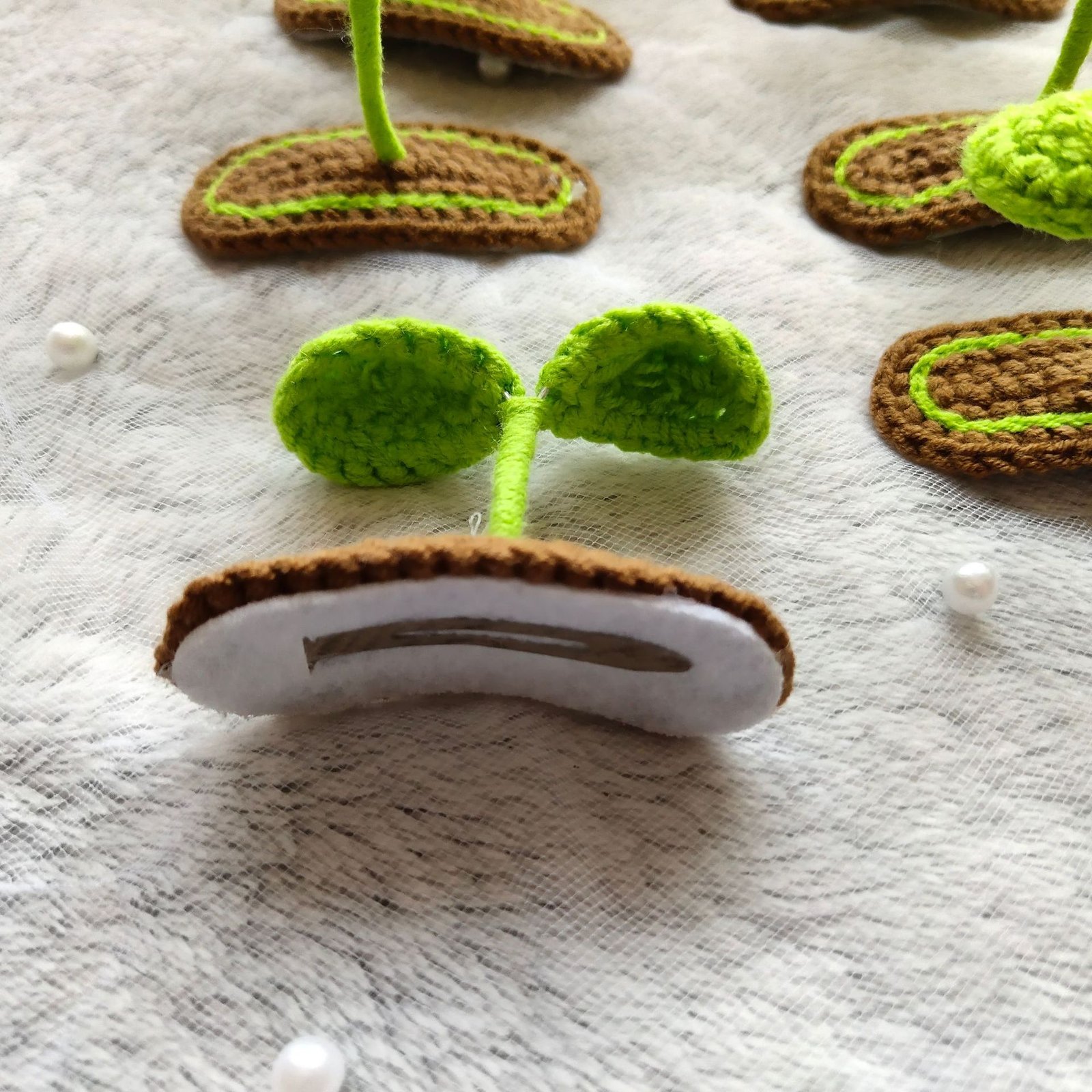 set of 2 hand knitted 3d sprout hair clips ; unique design; soft cotton crochet hair accessories; cute hair decor for kids & adults; daily wear & gift use; ideal for parties & casual outings; durable & gentle on hair; lightweight & comfortable set of 2 hand knitted 3d sprout hair clips ; unique design; soft cotton crochet hair accessories; cute hair decor for kids & adults; daily wear & gift use; ideal for parties & casual outings; durable & gentle on hair; lightweight & comfortable