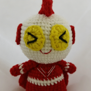 brave hero hand knitted keychain; unique 3d heroic character design; soft cotton bag charm; cute cartoon hanging ornament; daily use; ideal gift for superhero fans, him & kids; lightweight & durable; perfect for keys, bags & backpacks