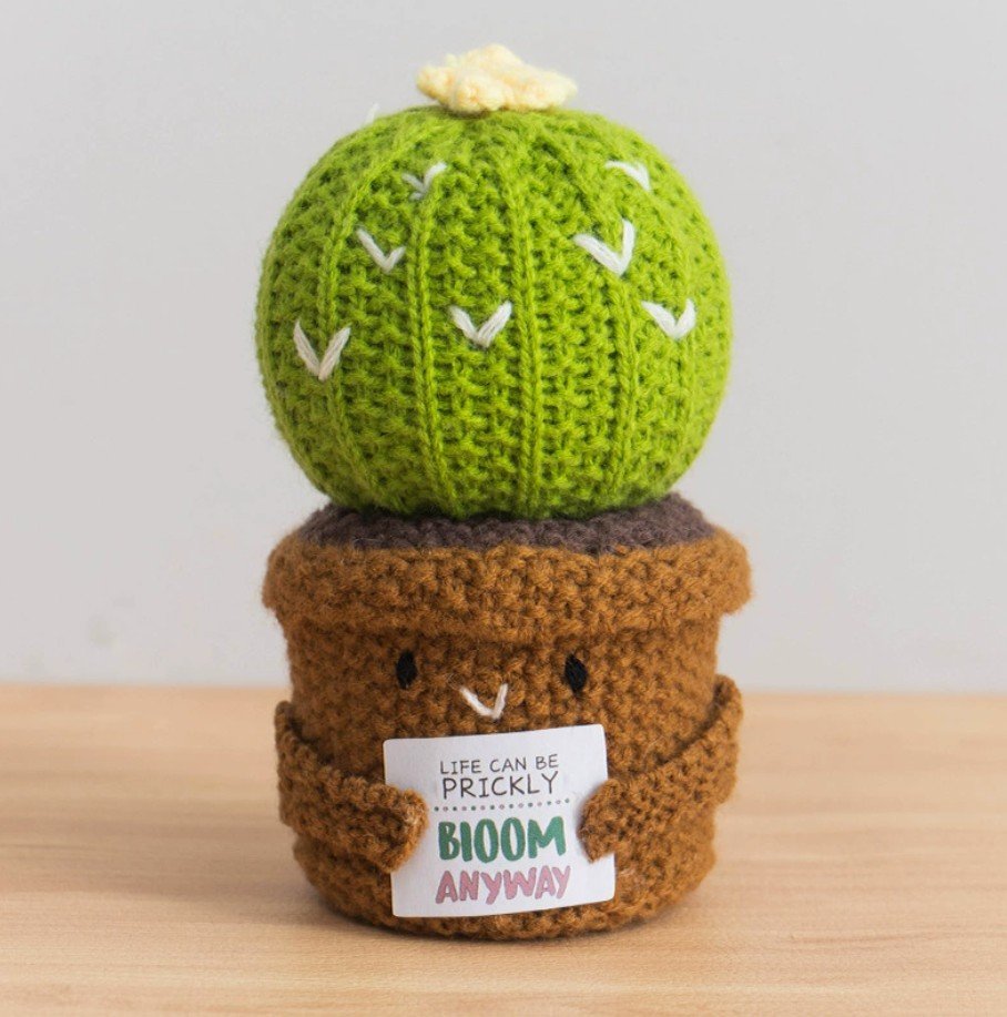 hand knitted smiling barrel cactus potted plant; unique design; soft cotton crochet succulent decor; mini tabletop ornament; daily home & office use; ideal gift for birthday & encouragement; durable & maintenance free; spritz with perfume for natural scent diffusion, releases your unique fragrance hand knitted smiling barrel cactus potted plant; unique design; soft cotton crochet succulent decor; mini tabletop ornament; daily home & office use; ideal gift for birthday & encouragement; durable & maintenance free; spritz with perfume for natural scent diffusion, releases your unique fragrance