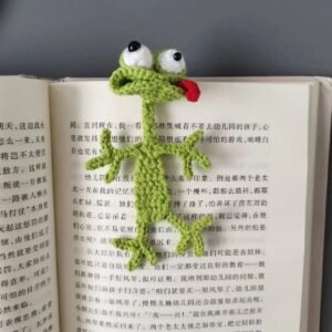 little frog hand knitted cute bookmark；reading companion & bag charm；each piece is hand knitted with meticulous care, boasting a soft, skin friendly texture and delicate details that reflect thoughtful craftsmanship.slip it between pages, and it becomes your perfect reading buddy—effortlessly marking your progress while adding a playful, whimsical touch to your daily reading moments. add a touch of ritual to your reading with this charming little companion.with its adorable, distinctive design, it makes a thoughtful gift for book lovers, friends, and family, blending practicality with heartfelt warmth.more than just a bookmark, it can also be attached to your bag (with a clasp, if desired) as a cute accessory, adding a fun, whimsical flair to your everyday outfits and outings—one piece, multiple uses!crafted from high quality knitted materials, it’s durable, resistant to deformation and wear, and easy to maintain. it will accompany your reading and adventures for years to come, becoming a cozy little keepsake by your side.