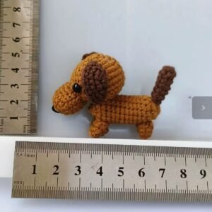 long body little paws hand‑knitted dachshund keychain; cute 3d wiener dog design; soft cotton crochet hanging charm; adorable cartoon style; lightweight & easy to carry; perfect for keys, bags & backpacks; a sweet daily companion for dog lovers of all ages