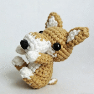 pointy ears curly tail hand‑knitted shiba inu keychain; vivid 3d shiba inu design; soft cotton crochet hanging charm; lovely cartoon style; lightweight & easy to carry; perfect for keys, bags & backpacks; a sweet daily companion for dog lovers of all ages