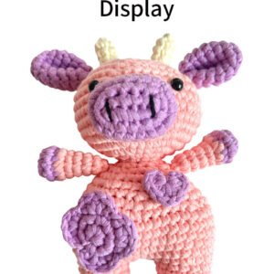 diy hand crochet pink cow amigurumi kit, soft cotton yarn, craft gift for beginners, make your own plush toy