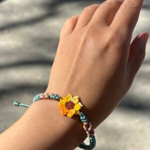 lace thread micro hook sunflower bracelet yellow gradient color small and exquisite a unique gift that adds a distinctive charm to yourself 1 sunflower