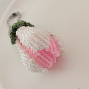 hand woven pink & white rose pendant necklace small and exquisite a unique gift that adds a distinctive charm to yourself