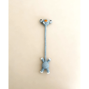 hand knitted long neck sloth keychain, soft cotton yarn, unique cartoon charm, safe & cozy decor, meaningful childhood keepsake.
