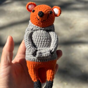hand knitted standing bear keychain, soft cotton yarn, unique cozy charm, safe & cute decor, meaningful sweet keepsake