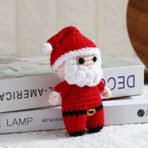 hand crochet santa claus comfort doll, soft cotton yarn, festive cozy companion for kids, meaningful holiday keepsake